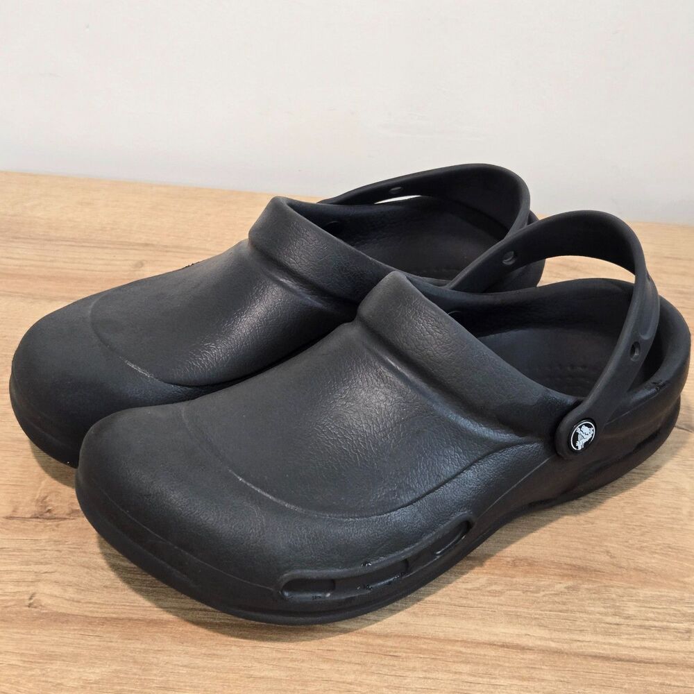 Crocs M9 W11 Slip Resistant Shoes Bistro Clogs Nurse Chef‎ Work Closed Toe Black